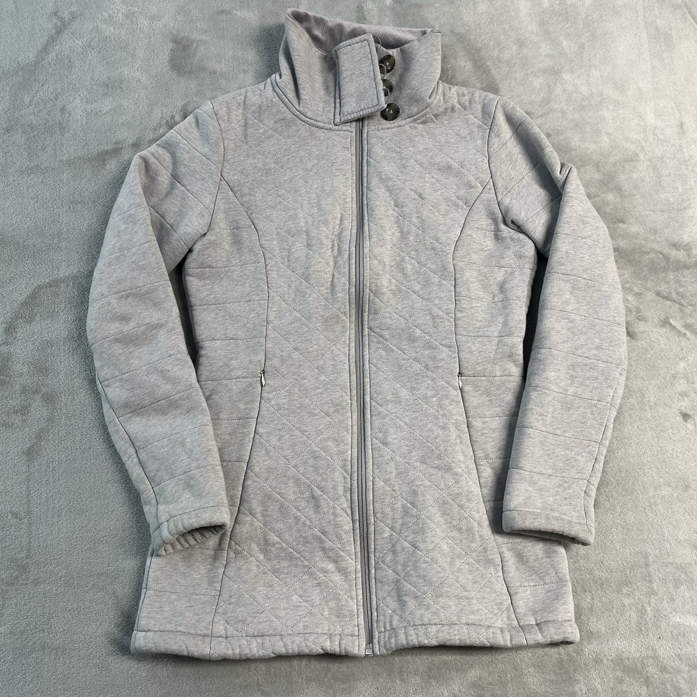The North Face Caroluna Jacket Women's Small Gray Quilted Full Zip Mock Neck